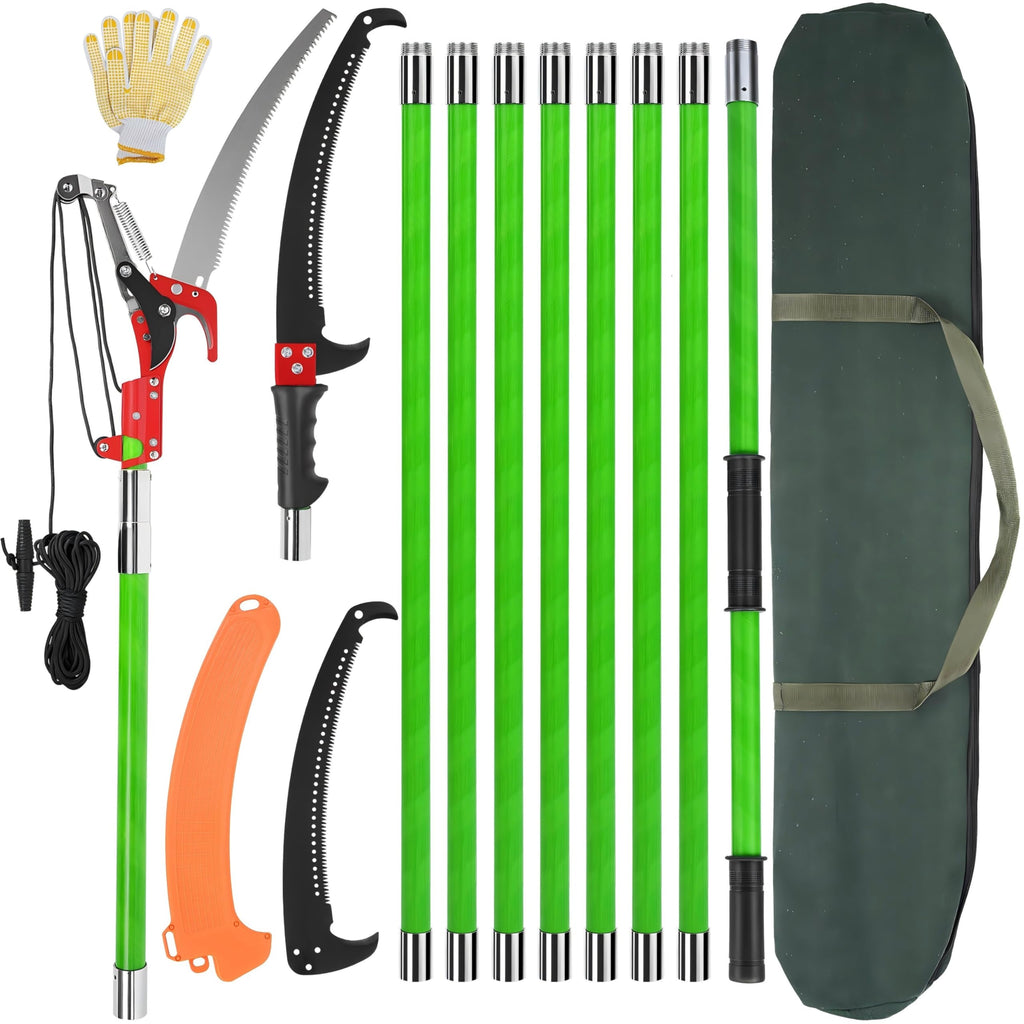 30 Ft Manual Pole Saw, Extendable Tree Pruner Blade and Scissors Set