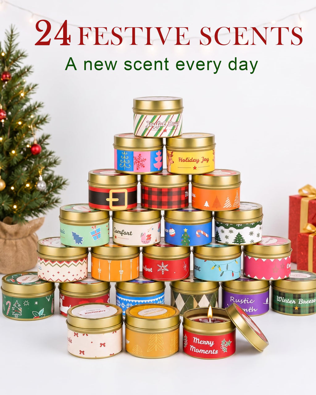 Candle Advent Calendar 2026, 24-Day Scented Candle Gift Set for Women