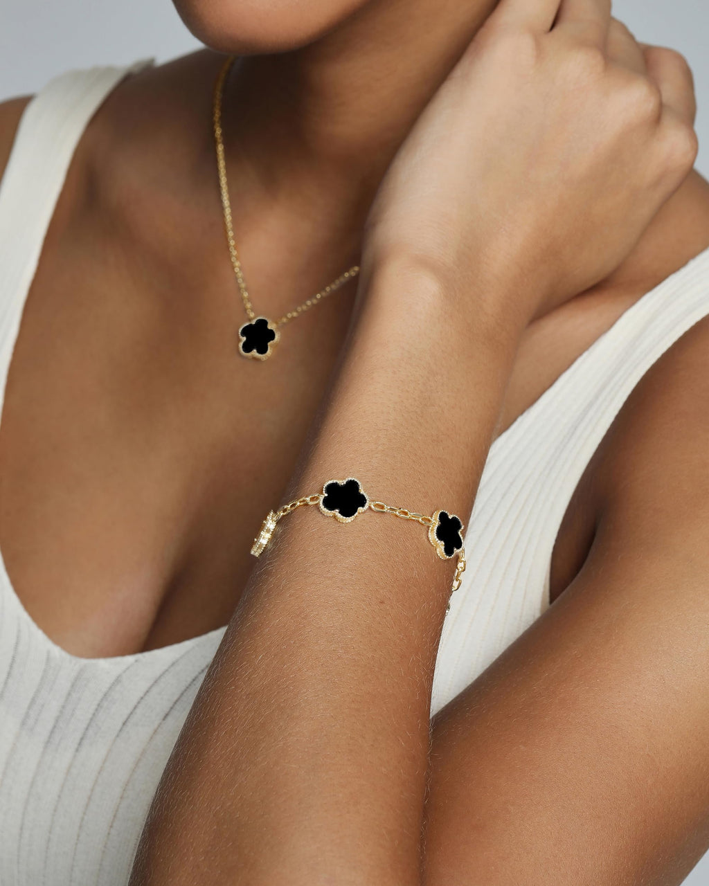 PAVOI Clover Flower Adjustable Lucky Bracelet, 14K Gold Plated, Yellow Gold