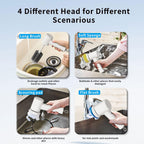 MEFELF Electric Spin Scrubber - Cordless Handheld Cleaning Brush with 2 Speeds & 4 Brush Heads, Rechargeable 1500mAh Battery for Kitchen Sink, Bathroom Tile, Stovetop, Glass, Car Detailing