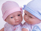 JC Toys Berenguer Boutique Realistic La Newborn 12.5" Washable Vinyl Twins | Blue and Pink Themed Gift Set with Reusable Diaper, Caps, Shirts, Pacifier, Bottles and Birth Certificate