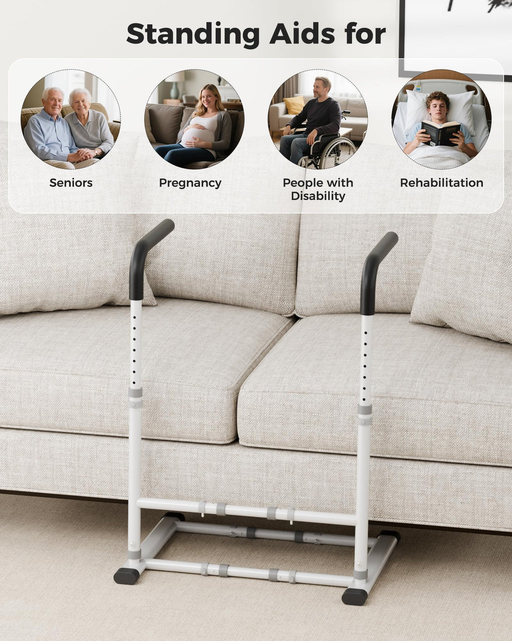 JivaJot Couch Stand Assist Aid for Elderly, Sofa Chair Lift Assist Devices for Seniors Sit to Stand, Standing Aids & Supports, Pregnancy, Disabled, Floor Gap Height ≥ 1.4" Leg Gap ＞24", White