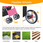 Epetlover 4 Wheels Dog Stroller Folding Pet Strolling Cart for Small Medium Cats Puppies Portable Jogger Travel Camping Puppy Carrier with Storage Basket Cup Holder, Pink