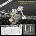 GEMQUEEN Moissanite ＆ G23 Implant Grade Titanium Flat Back Earrings 1CT