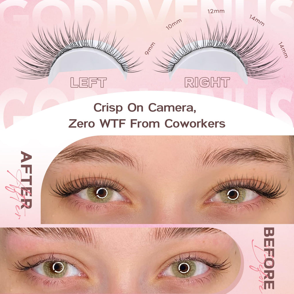 Goddvenus Lash Clusters Kit 9-14mm Wispy Eyelash Clusters Lashes Natural DIY Lash Extension Kit Short Cluster Eyelash Extensions Kit 300pcs C Curl Individual Lashes Cluster Eyelash (With Tweezers)