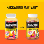 Airborne Vitamin C 500mg (per Serving) - Assorted Fruit Flavored Kids Gummies (63 Count in a Bottle), Gluten-Free Immune Support Supplement with Vitamins C E, Selenium
