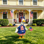 Clzemo 4th of July Porch Goose Outfit for 23 Inch Lawn Statue, Patriotic Goose Clothes with American Flag, Independence Day 250th Anniversary Memorial Day Garden Patio Yard Decoration