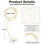 BOMAIL 7Pcs 14K Gold Plated Gold Hand Chain Bracelets for Women