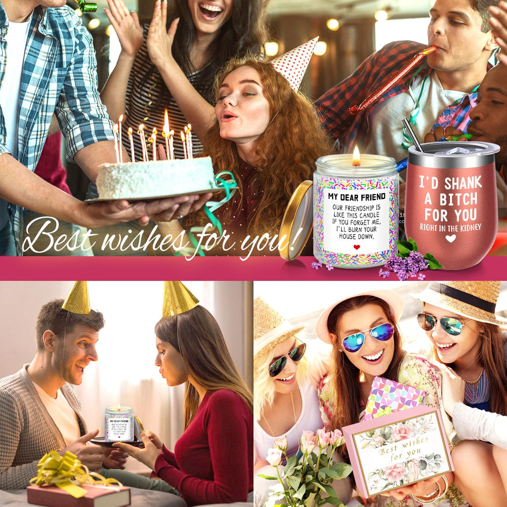 Birthday Gifts for Women Best Friends, Friendship Gifts for Women BFF Female Friends Sister Gift from Sister Lavender Scented Candles Christmas Basket