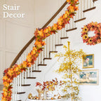 DearHouse 2 Pack Fall Garland Maple Leaf, 5.9Ft/Piece Hanging Vine Garland Artificial Autumn Foliage Garland Thanksgiving Decor for Home Wedding Fireplace Party Christmas (Green)