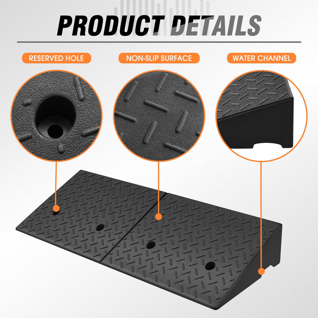 DNA Motoring 1pcs 5.7" Rise Rubber Curb Ramp Heavy Duty Loading Driveway Ramp Threshold Ramp 38.6" L x 14.8" W x 5.7" H for Loading Dock, Warehouse, Wheelchair, Motorcycles, Cars, TOOLS-00647