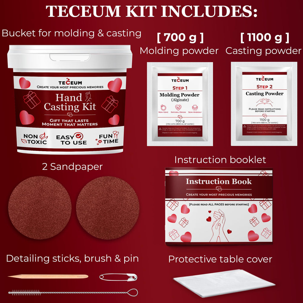 TECEUM Hand Casting Kit – Unique Gift for Couples, Family, Babies & Adults