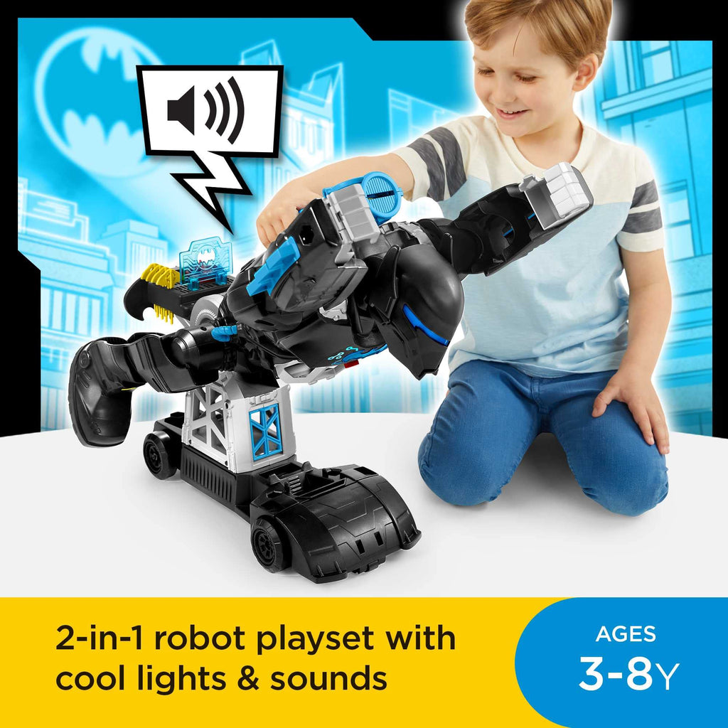 Fisher Price Imaginext DC Super Friends Batman Playset Bat-Tech Batbot 2-Ft-Tall Robot with Lights Sounds & 11 Play Pieces for Ages 3+ Years, GWT23