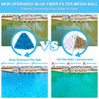 WLLEYAY 4 lbs Pool Filter Balls, New Upgrade Efficient Swimming Pool Filter Sand Alternative, Reusable Eco-Friendly Blue Filter Media Balls, Replace 150 lbs Filter Sand, Lasts for Several Seasons