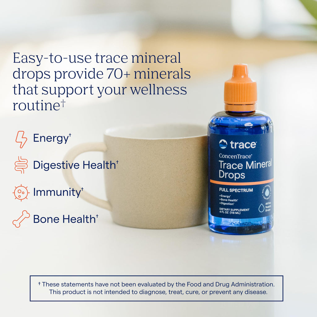 Trace Minerals ConcenTrace Trace Mineral Drops | Supports Energy, Digestion, Bone Health & Hydration, 70+ Ionic w/Magnesium, Chloride & Potassium | Keto, Vegan & Non-GMO | 48 Servings