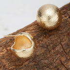Matte Dome Stud Earrings for Women, Half Ball Button Earrings (Gold)