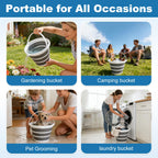 Gronivex Collapsible Bucket 2.6 Gallon, Portable & Space-Saving for Car Wash, Camping, RV, Multi-Purpose Cleaning Bucket, BPA Free