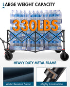 Portal Ultra Compact Folding Wagon Cart with Brakes, 300L Large Cart