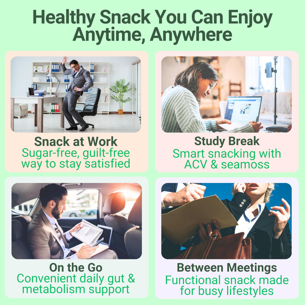High-Fiber Keto Snacks, Healthy Snack for Adults, Chromium Picolinate Seamoss ACV Gummies, Gluten Free No Sugar Low Calorie & Carb Prebiotic Fiber Gummy Snack Candy, Apple Cider Vinegar Irish Sea Moss