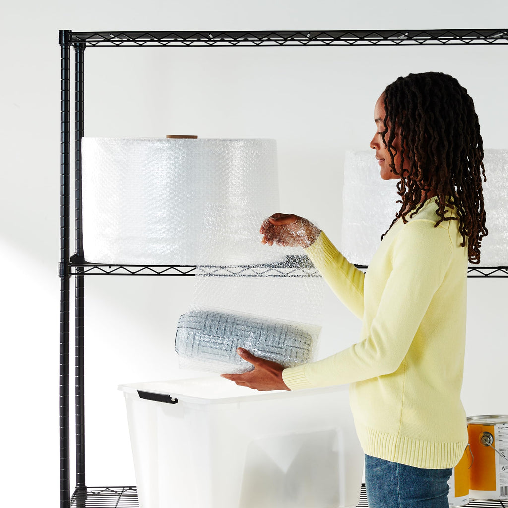 Amazon Basics Bubble Wrap for Moving, Packing, Shipping and Storage, Perforated Protective Cushioning for Fragile Items, 12-inch x 175-ft Long Roll, Small 3/16", Clear