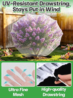 6pcs 4ft x 5ft Insect Bird Netting for Garden - Ultra-Fine Blueberry Bush Netting Cover with Drawstring for Garden Protection Flower Tomato, Plant Protectors from Animals