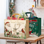 STYPOP 12 Pack 17" Extra Large Christmas Gift Bags, Reusable Non-Woven Christmas Tote Bags with Handles, Perfect for Gift Wrap/Party Favor Supplies, 16.9 * 12.6 * 6.8"