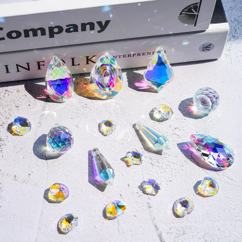 215pcs Crystal Suncatcher Craft Kit Rainbow Prisms Beads DIY Window Decor
