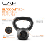 CAP Barbell Black Cast Iron Kettlebell | 10 Pounds