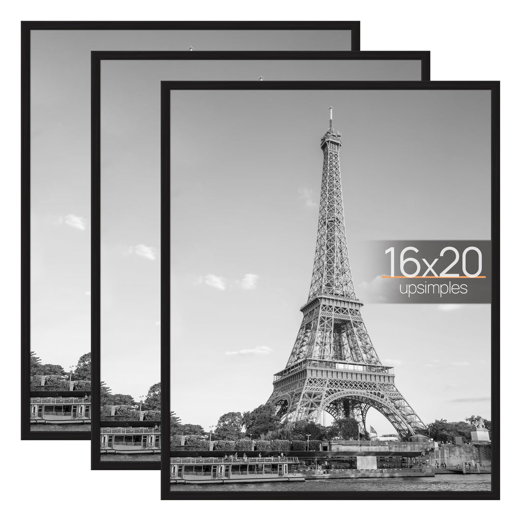 upsimples 16x20 Poster Frame, Easy Slide-In Assembly, Black, 3 Pack