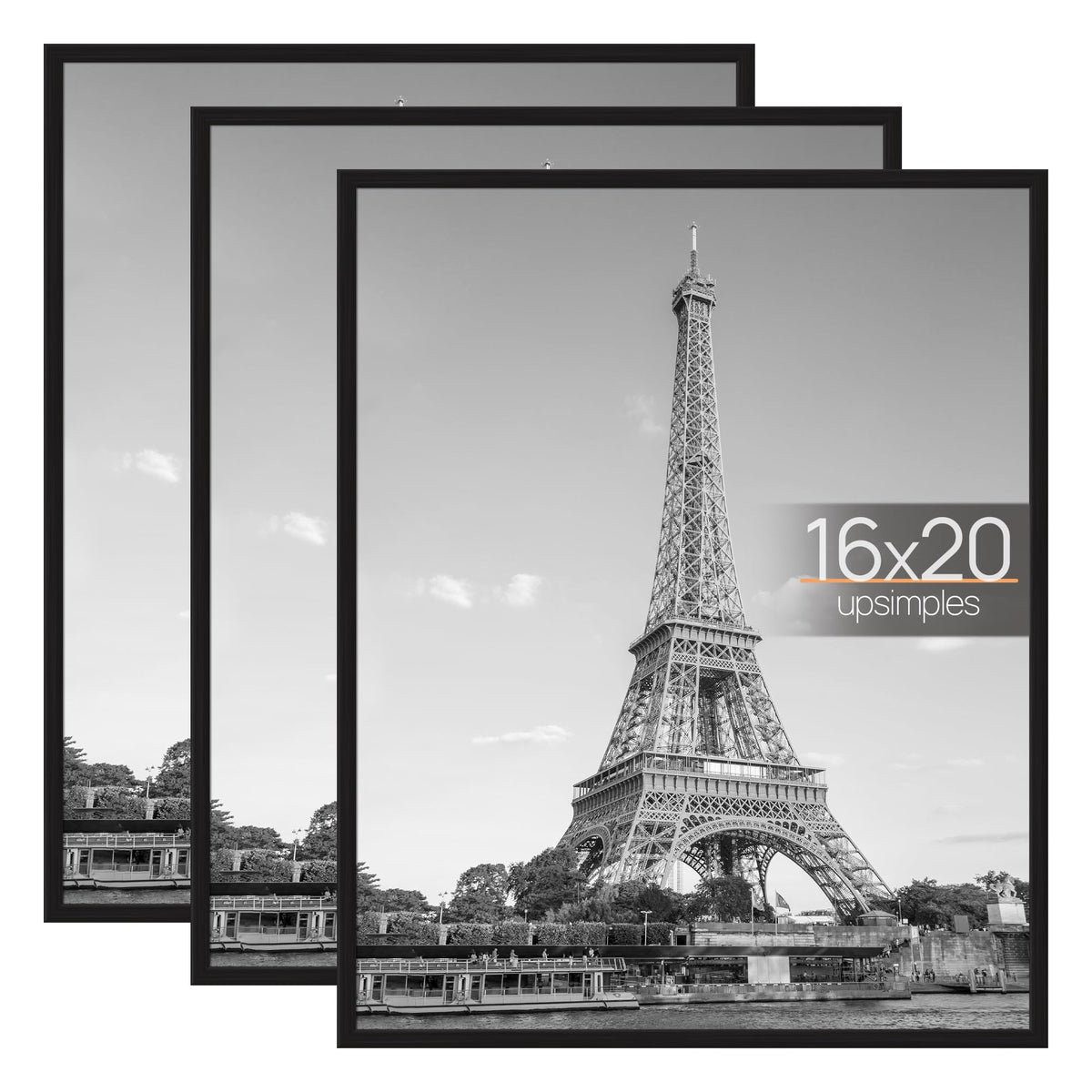 upsimples 16x20 Poster Frame, Easy Slide-In Assembly, Black, 3 Pack