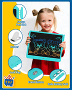 TEKFUN 15" LCD Writing Tablet for Kids, Large Drawing Pad for Boys & Girls, Screen-Free Way to Keep Kids Busy, Reusable Doodle Board for Learning & Travel, Great Christmas Gift Idea(15in Blue)