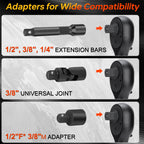 Upgraded Torque Wrench Set 8PCS, 1/4 3/8 1/2 inch Drive Click Torque Wrench, 10-230in.lb, 5-50ft.lb, 10-180ft.lb, 72-Tooth Dual Scale, ±3% Accuracy, 5 Adapters, for Bike, Moto, Car Repair and Maint