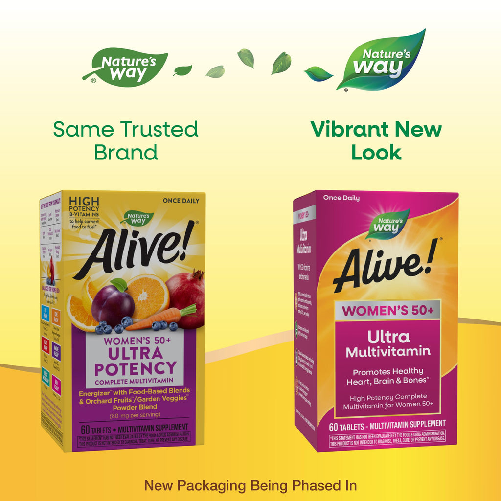 Nature’s Way Alive! Women’s 50+ Ultra Potency Complete Multivitamin, High Potency Formula, Supports Whole Body Wellness & Healthy Aging*, 60 Tablets