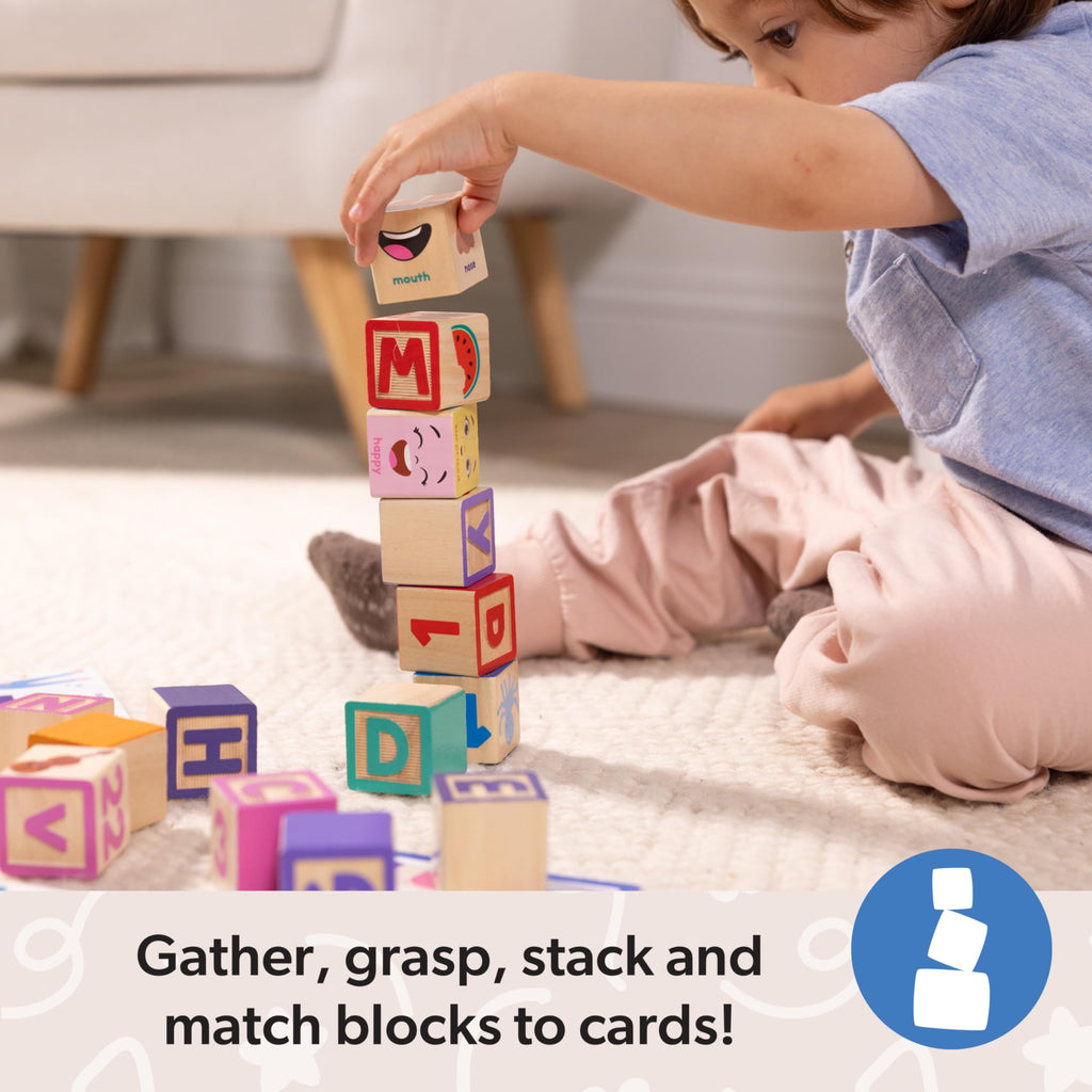 Ms. Rachel Melissa & Doug Letter, Number, and Game Wooden Learning Blocks with Activity Cards for Girls and Boys Toddlers Ages 18 Months+ - FSC Certified