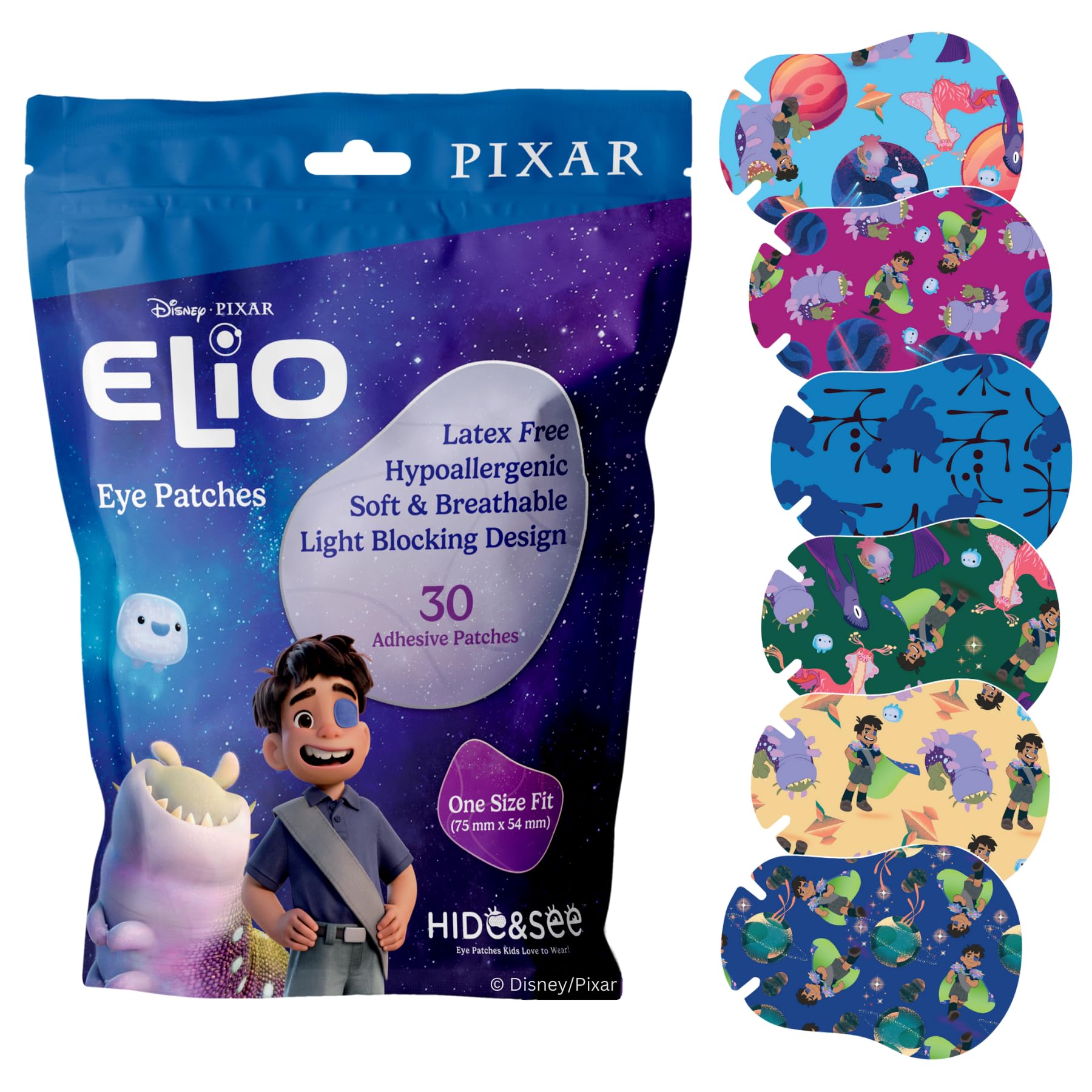 Disney & Pixar Elio Eye Patches for Kids 30 Pack | Hypoallergenic, Breathable, Fun Designs | Lazy Eye (Amblyopia) Treatment Support | Kids Eye Patches -Comfortable Left/Right Eye Fit