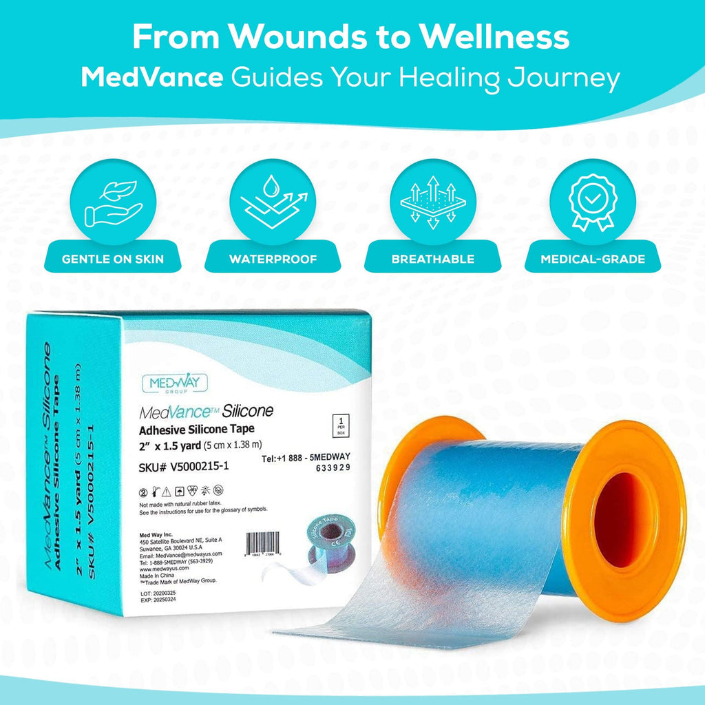 MedVance Silicone Adhesive Medical Tape, Scar Sheet, 2" x5' (1 Pack)