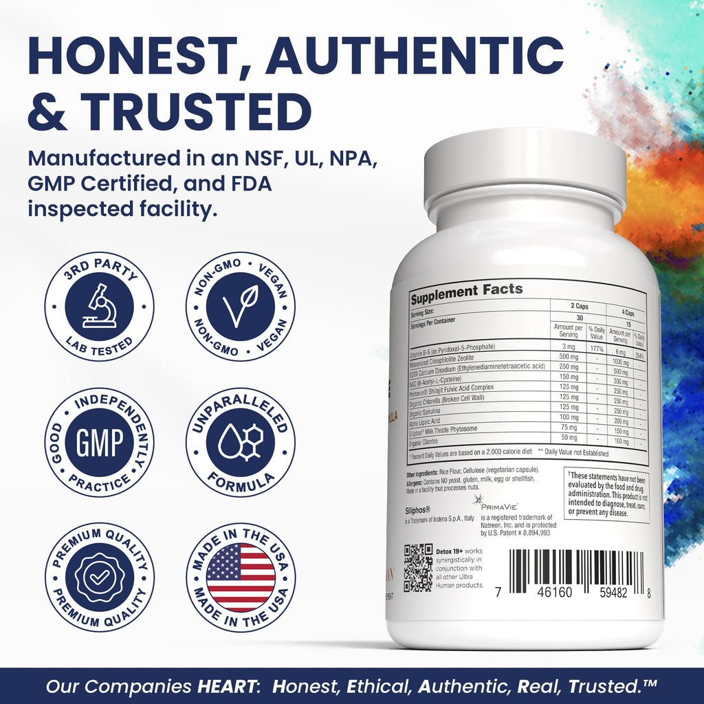 Ultra Human Daily Wellness Support – Heavy Metal Detox Cleanse, with Zeolite, Shilajit, Organic Chlorella & Spirulina, NAC & Alpha Lipoic. Supports Daily Detox, Cognition, Immune System -(Made in USA)