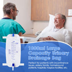 Geiserailie 5 Pack 1000ml Leg Bag Urinary Drainage Bag with Anti Reflux Valve, 33.8oz Large Capacity Urine Leg Catheter with Cloth Straps, Easy Flip Drain, Urinary Catheter for Men, Women