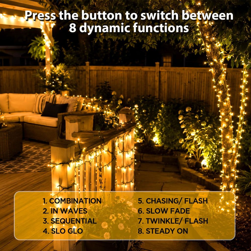 100FT Warm White Christmas String Lights, Outdoor Waterproof LED,Green Wire