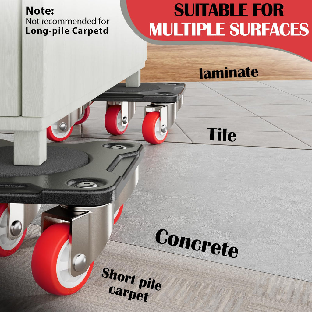 EZ 2MOVE Heavy Duty Furniture Movers with 5-Wheel Dollies, Furniture Dolly Set with Lifter & Base, 360° Swivel Casters, Non-Slip Pads, Up to 2000 lbs Load Capacity