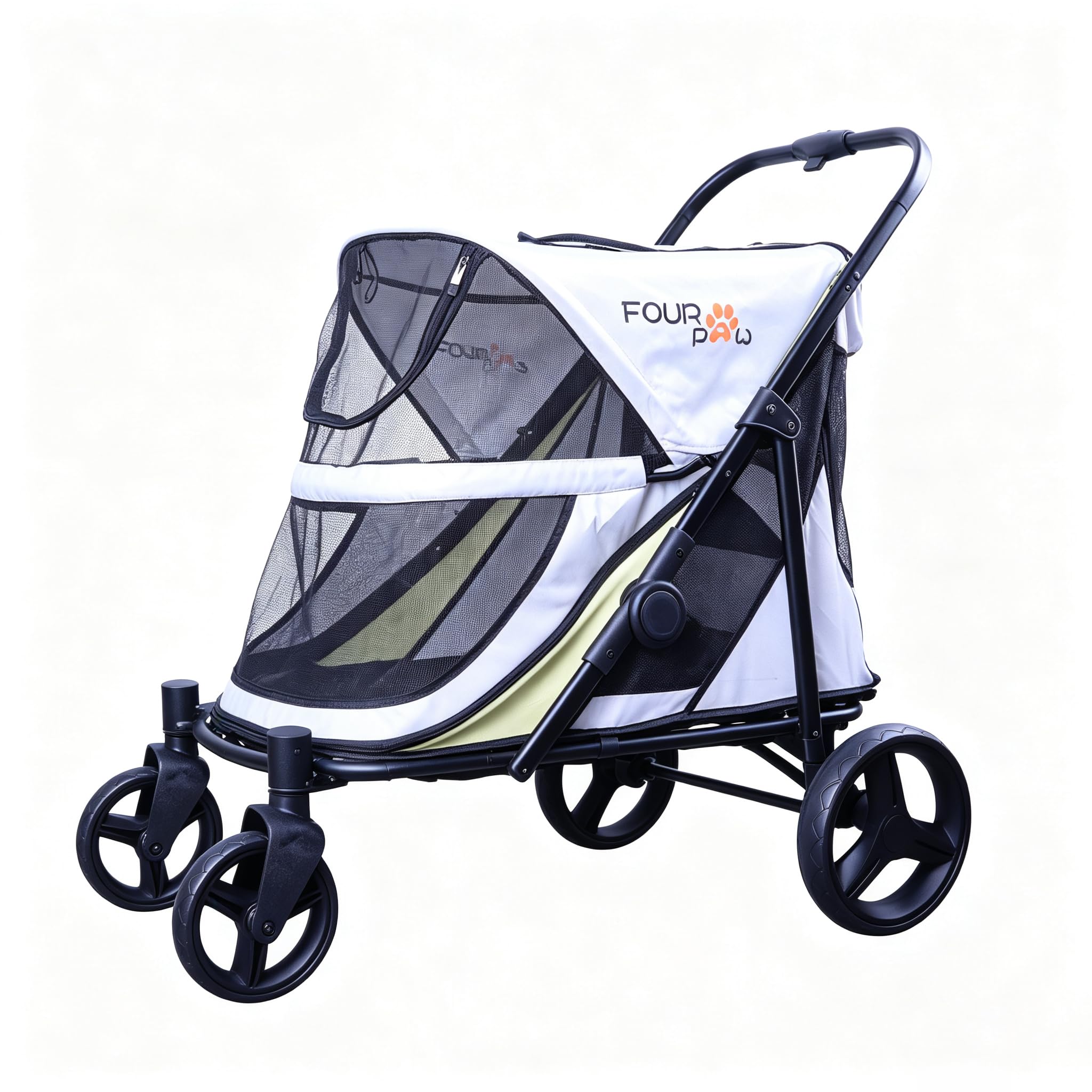 FOURPAW Dog Stroller for Medimu/Large Dogs - Easy Fold Dual Entry Pet Stroller with One-Foot Brake,Ideal up to 80 lbs.