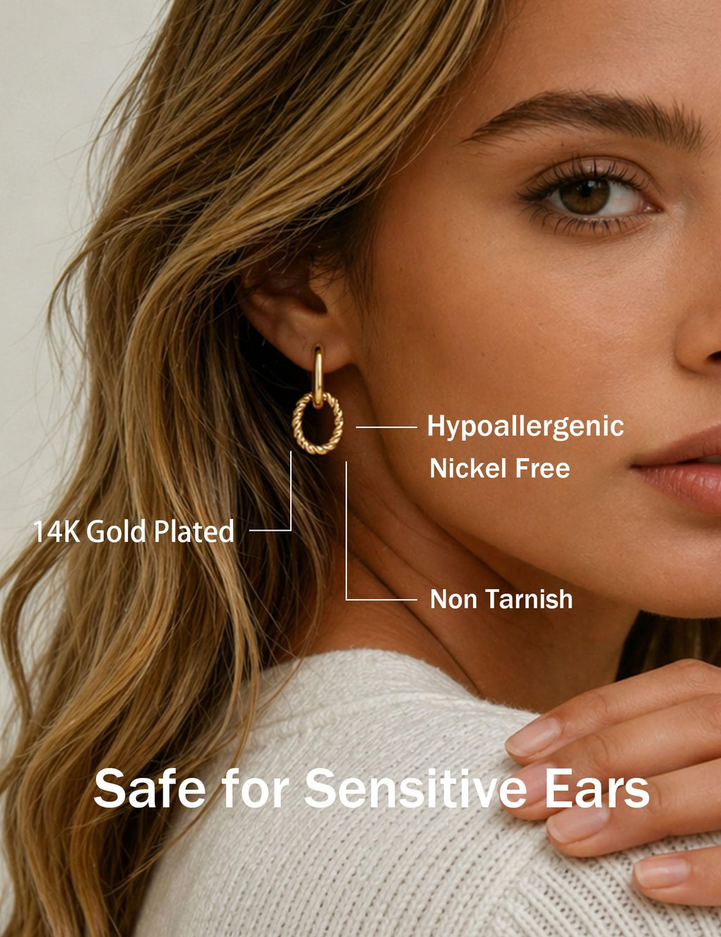 13 Pairs Gold Earrings for Women, 14K Plated Hypoallergenic Stackable Set