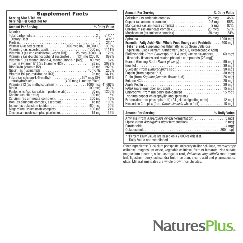 NaturesPlus Source of Life - 360 Mini-Tabs, Pack of 2 - Multivitamin & Mineral Supplement - Supports Natural Energy & Overall Well-Being - Gluten Free, Vegetarian - 120 Total Servings