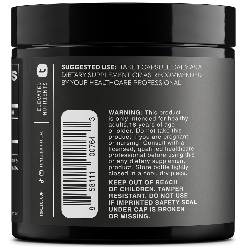 Toniiq 99%+ 20mg Supplement - Ultra High Purity PQQ 20mg Concentrated Formula - PQQ 20 mg 120 Capsules - Pyrroloquinoline Quinone Supplement - 1 Capsule Serving - Vegetarian Capsules