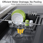 JASIWAY Dish Drying Rack In Sink, Dish Drainer with Cup and Utensil Holder
