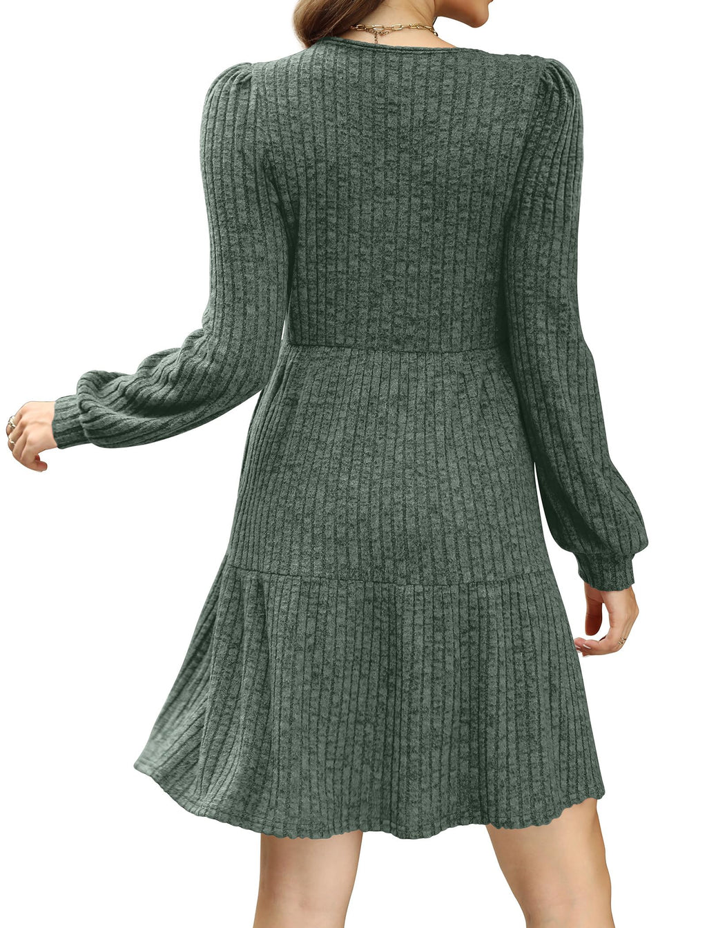 Womens Dresses Fall Fashion Square Neck Christmas Long Sleeve Spring Maternity Statement Holiday Dress with Pockets Winter Clothing Cowboy Chic 2026 Green M