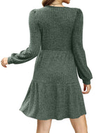 Womens Dresses Fall Fashion Square Neck Christmas Long Sleeve Spring Maternity Statement Holiday Dress with Pockets Winter Clothing Cowboy Chic 2026 Green M