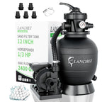 LANCHEZ Sand Filter Pump for Above Ground Pool, Pool Pumps Above Ground, Pool Sand Filter with 7-Way Valve, 12in
