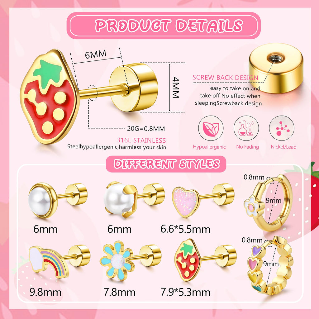18K Gold Plated Hypoallergenic Earrings for Women 316 Surgical Steel