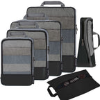 BAGAIL 4 Set/6 Set/8 Set Compression Packing Cubes Travel Accessories Expandable Packing Organizers (Half Mesh, 6-Black)